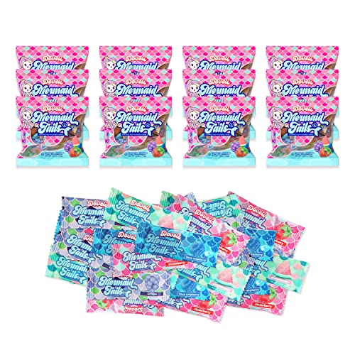 (12 Pk) Mermaid Candy Delicious Fruit Flavored Taffy, Soft And Chewy Texture, Beautifully Designed Mermaid Wrapper In Pastel Colors, Ideal For Mermaid Candy Table, Pinata, Party Favors, Parties, Treats, Kosher Certified, 3.95 Oz Bag
