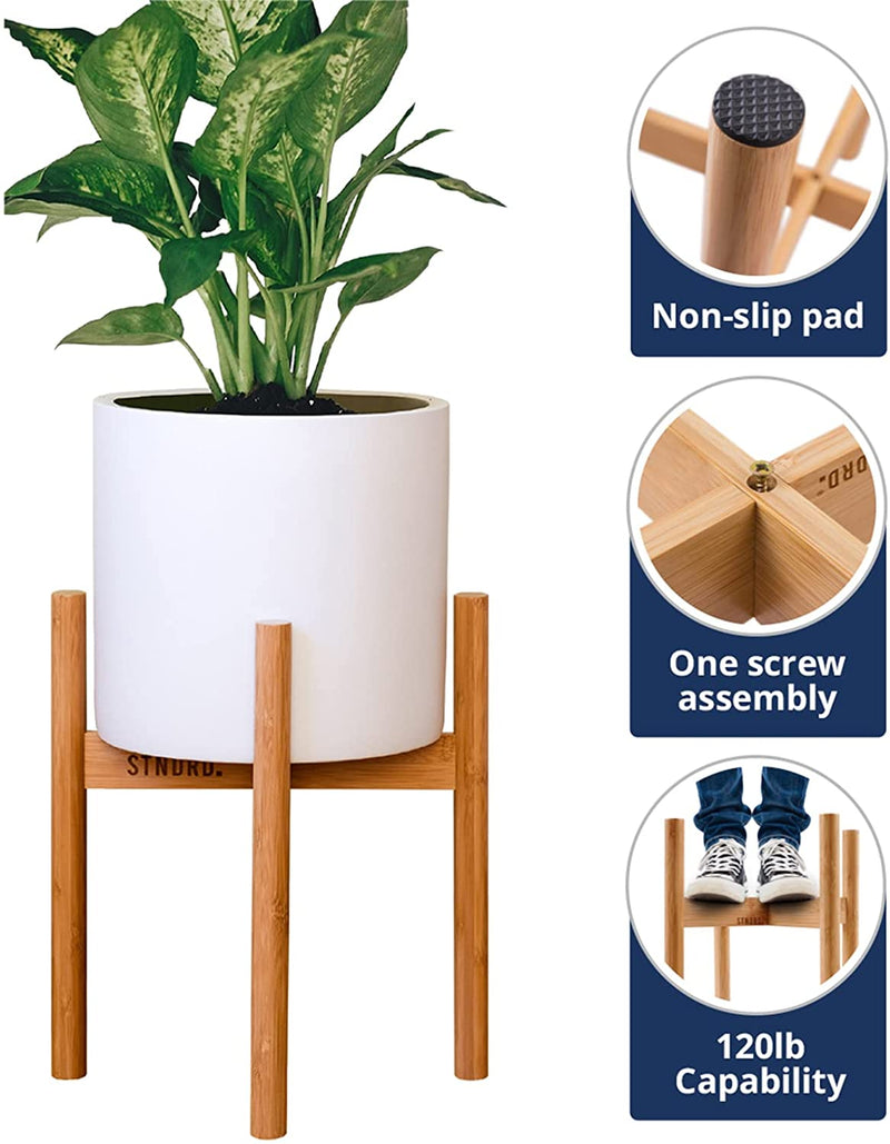 Bamboo Indoor Plant Stand 10-inch Round Planters 1-Pack