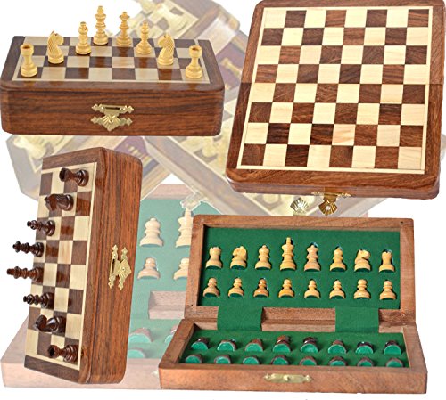 Chess Bazar Magnetic Travel Pocket Chess Set Staunton 7 X 7 Inch