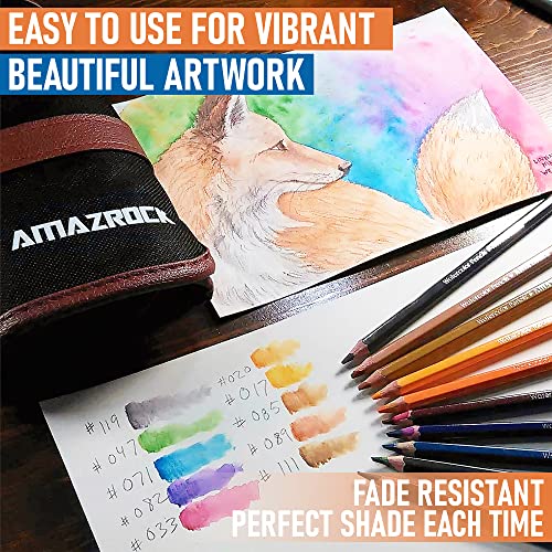 Amazrock Professional Watercolor Pencils Set 36 Colors Soft Core Travel