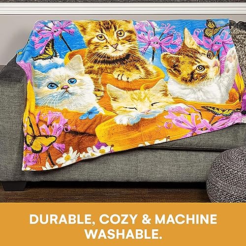 Dawhud Direct Wonder Kitten Fleece Blanket for Bed Queen Size 50" x 60