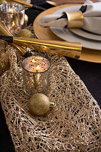 DII CAMZ38207 16" x 10' Table Runner Roll Gold Sequin