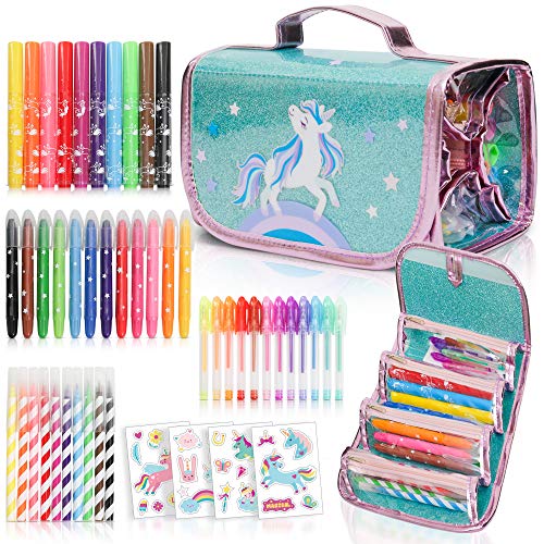 Fruit Scented Markers Set with Unicorn Pencil Case