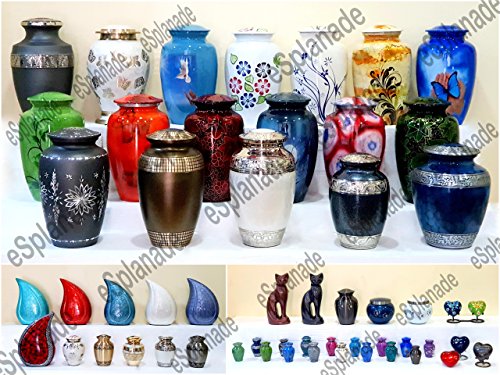 eSplanade Pet Cremation Urn Memorials Container Jar Pot | Brass Urn | Metal Urn | Burial Urn | Memorials Keepsake | Pet Dog Cat urn (Blue in Box)