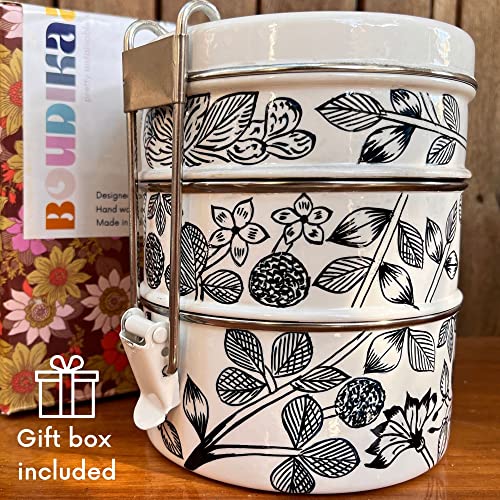 Tiffin Lunch Box - Large 6 Cup 3 Tier Stainless Steel Tiffin