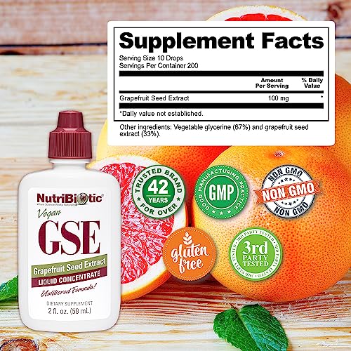 NutriBiotic – GSE, 2 Oz Liquid The Original Grapefruit Seed Extract Premium Concentrate with Bioflavonoids Potent Immune & Overall Health Support Vegan, Gluten Free, Non-GMO