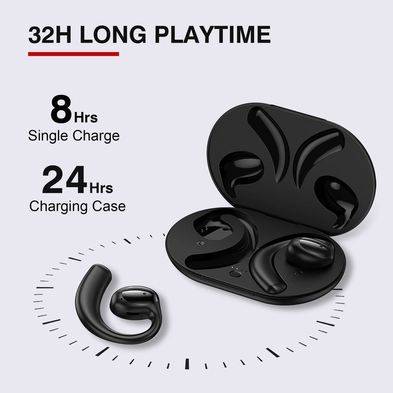 TRANYA Open Ear Bluetooth Headphones, Wireless Earbuds with APTX Adaptive Sound 16MM Large Driver, CVC8.0 Noise Cancellation, IPX5 Waterproof Sports Earbuds with 32H Playtime for Workout