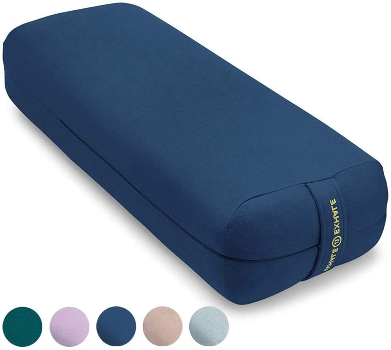 AJNA Yoga Bolster Pillow, Vegan Suede Sapphire Blue