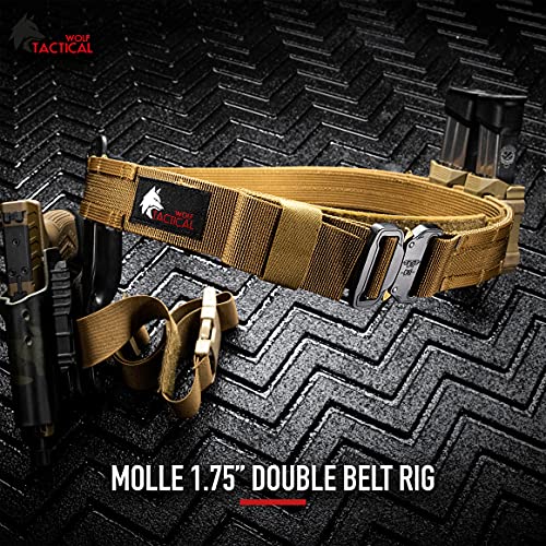 WOLF TACTICAL Molle Duty Belt - Tactical Gun Belt 1.75” Quick Release Combat (Medium)