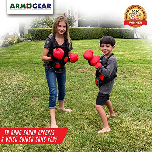 ArmoGear Electronic Boxing Toy 3 Play Modes 2 Pairs Gloves Toy for Teens 8 Red