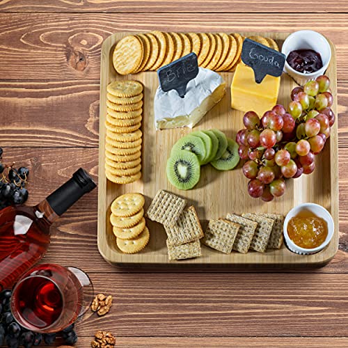 Charcuterie Board Set – Large Cheese Board and Knife Set (Bamboo Wood) – Cheese Platter Serveware