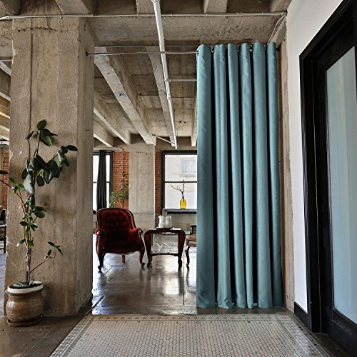 Room/Dividers/Now Tension Rod Room Divider Curtain Kit - Medium B, 9ft Tall x 4ft - 6ft 8in Wide (Seafoam) | Premium Curtains for Room Partition, Create Privacy, Blackout, Noise Reduction