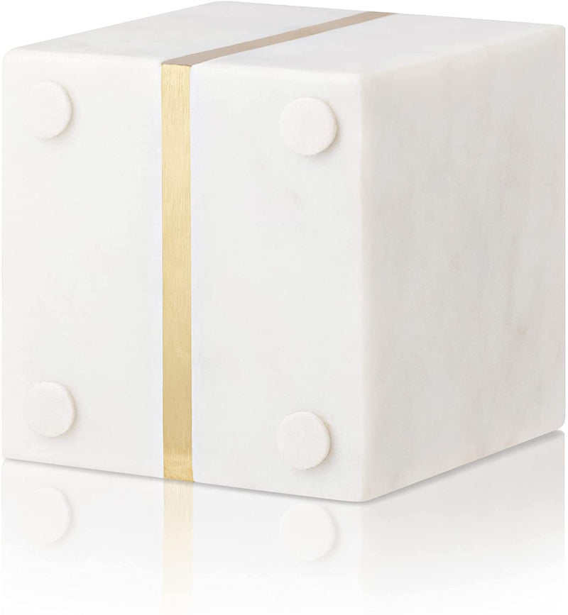 Warm Toast Designs - Marble and Brass Paperweight or Marble Bookends