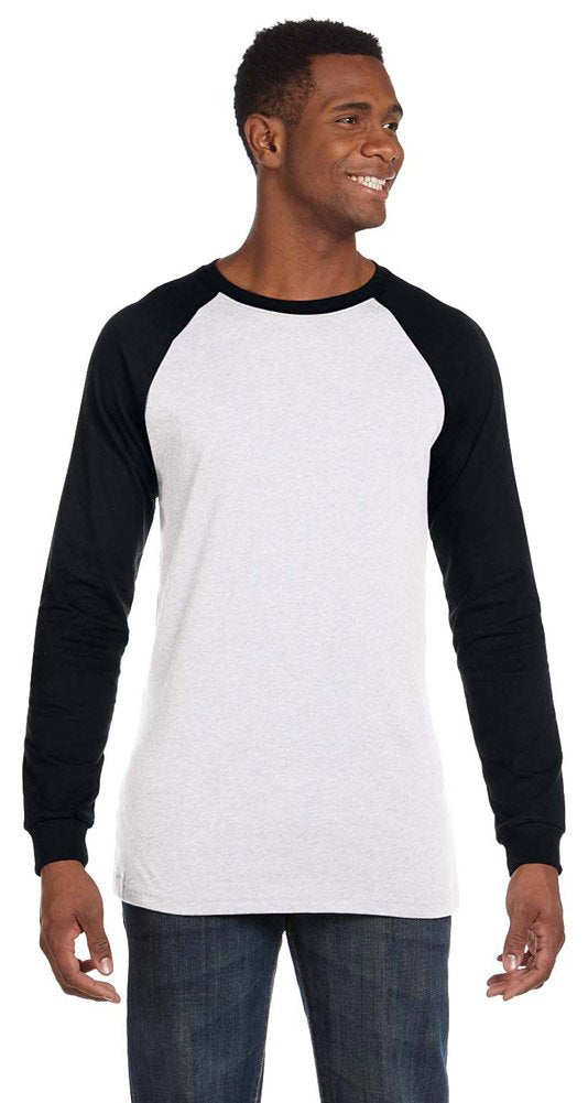 Bella Canvas Men's Jersey Long Sleeve Baseball T-Shirt 3000C White XLarge T-Shirt