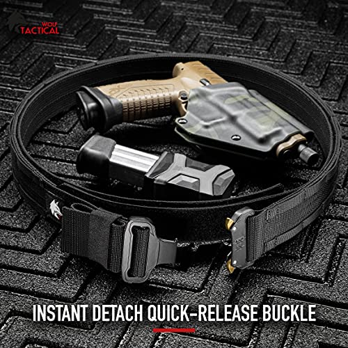 WOLF TACTICAL Molle Duty Belt - Tactical Gun Belt 1.75” Quick Release Combat Belt (Large)