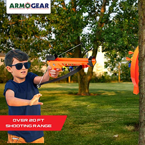 ArmoGear Bow & Arrow Archery Set | Includes Blaster Bow, 6 Suction Darts, Shooting Target | Great Crossbow Toy for Kids | Indoor & Outdoor Play Toy for Kids Boys & Girls