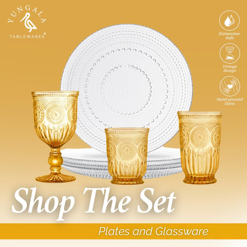 Yungala Amber Glassware Set 6 Cute Colored Drinkware Cups Dishwasher Safe