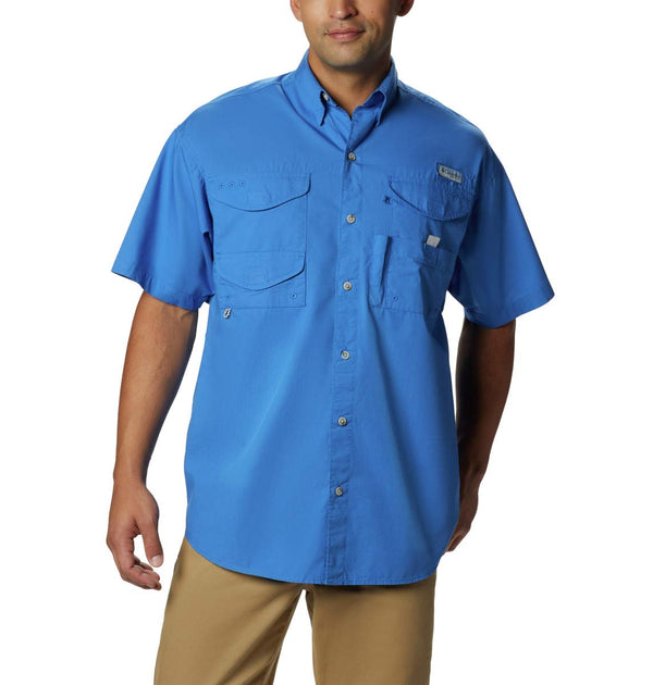 Columbia Standard Men’s Bonehead Short Sleeve Shirt Work Vivid Blue Medium
