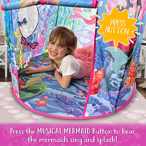 Musical Mermaid Tent with Under-The-Sea Button Mermaid Gifts for Girls