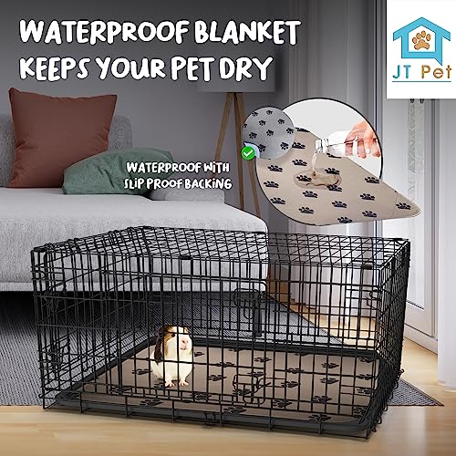 JT Pet Guinea Pig Cage Liner - Pack of 2 Washable Pee Pads for Dogs, Smooth Fleece Guinea Pig Bedding for Cage & Crates, Reusable & Waterproof Puppy Pee Pads - 36x24 Inches, Brown Grey Paw Prints