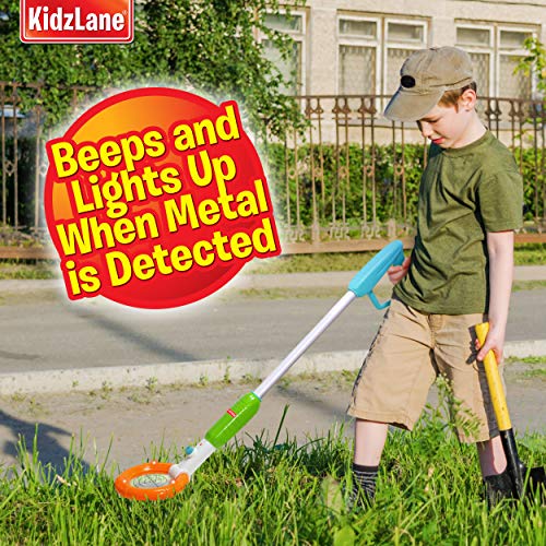 KidzLane Kid’s Metal Detector Wand (2-in-1) Handheld or Full-Size Handle | Junior Design with Lights and Sounds | Detects Metals, Jewelry, Coins | Beach, Outdoor Use Ages 3+