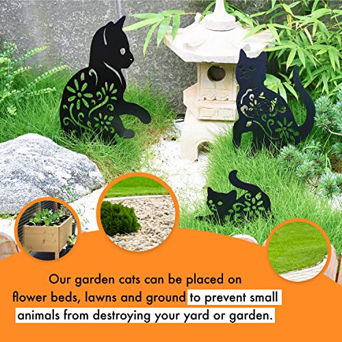 Homarden Halloween Decoration Outdoor Black Cat Statues Yard Set of 3