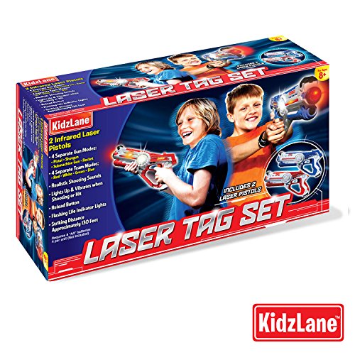 Kidzlane Infrared Laser Tag Game - Set of 2 Red / Blue - Infrared Laser Guns Indoor and Outdoor Activity. Infrared 0.9m