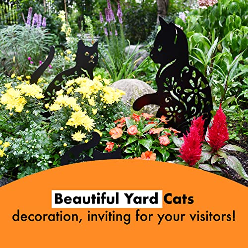 Homarden Halloween Decoration Outdoor Black Cat Statues Yard Set of 3