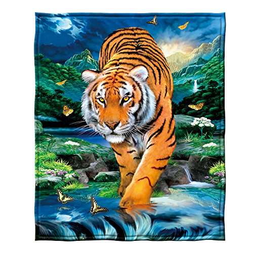 Dawhud Direct Moonlight Tiger Fleece Blanket Bed 50x60 Inch Tiger Throw Blanket