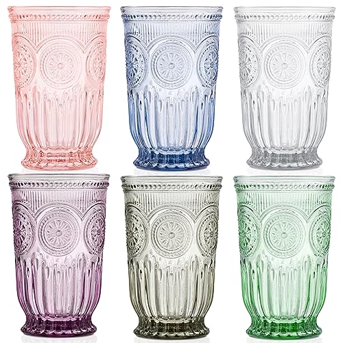 6 pack Yungala Multi-colored Highball Drinking Glasses