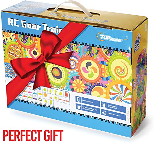 Top Race Remote Control Moving Gear Train Stem Building Toy with Lights and Sound Gift Toys for Boys (98 Pieces)