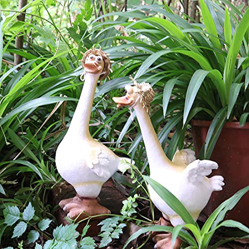 2pcs Duck Outdoor Decor Duck Figurines White 10 x 5.2 inches