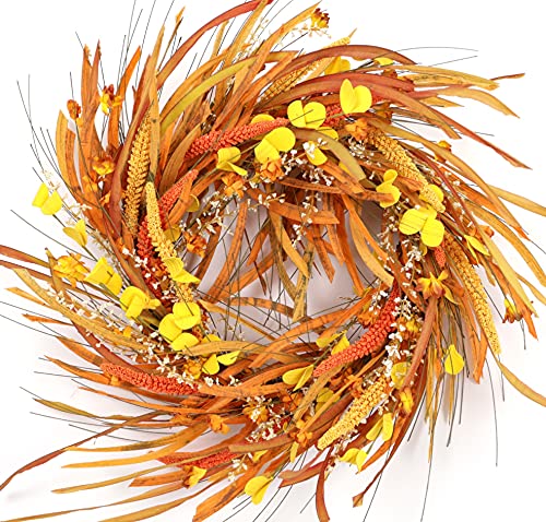 HENRIDGE Farmhouse Fall Wreath 23 In Indoor Autumn Wreaths