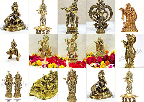 Esplanade Brass Krishna Krishan Statue Sculpture 29 Inches Very Big Multi Colour
