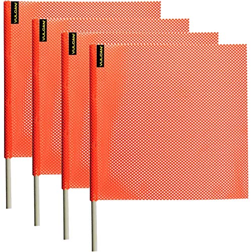 Vulcan Safety Flag With Dowel Bright Orange 18 Inch X 18 Inch 4 Pack