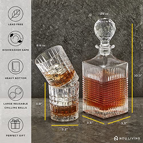 Nou Living Crystal Whiskey Decanter Set with Glasses