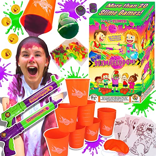 SLIMAGEDDON! Over 20 Funny Slime Games & Challenges. Slime Blasters, Buckets, Balloons, Dice, Balls & Slime Powder! Outdoor Games. Backyard Family Fun. Birthday Party Games for Kids 8-12, 6-8 & Teens!