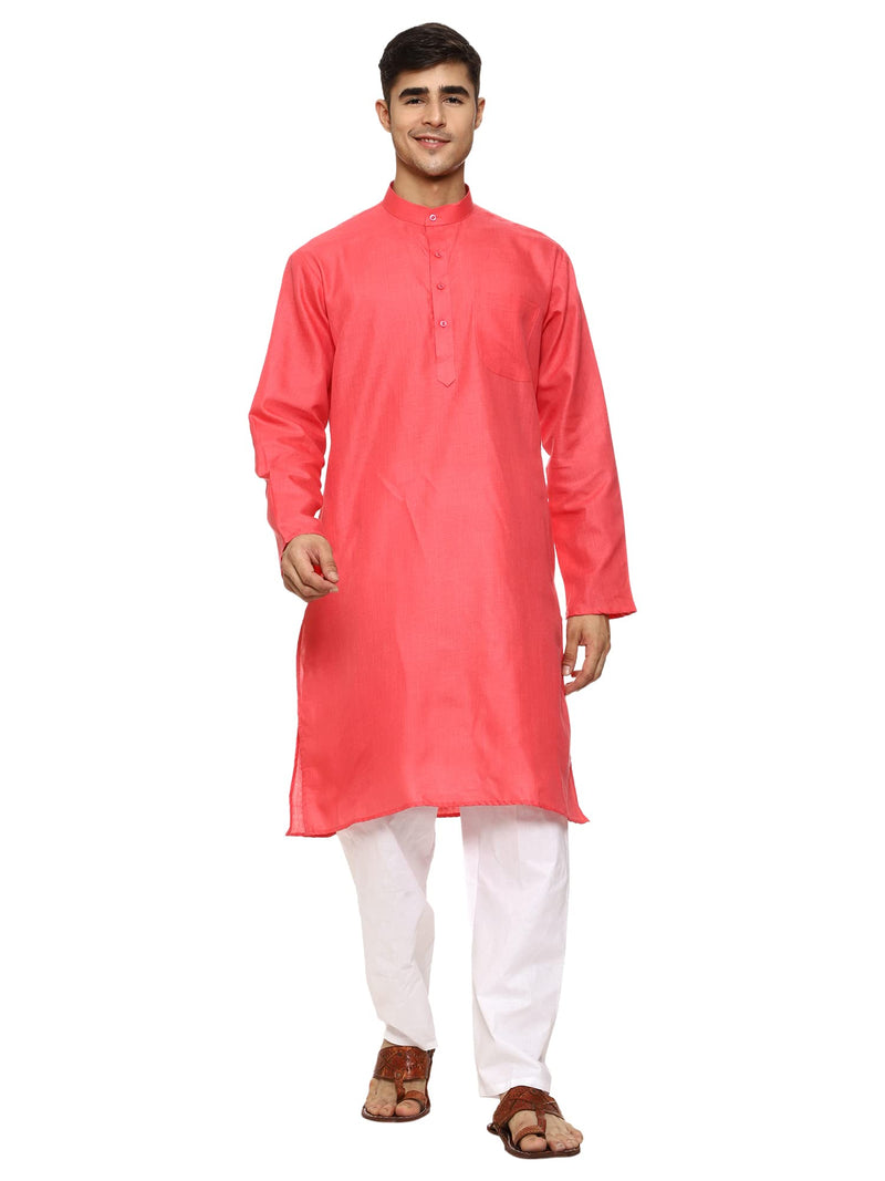 ITOS365 Men Cotton Blend Kurta Pyjama Set  Indian Dress Gift Men Carrot Small