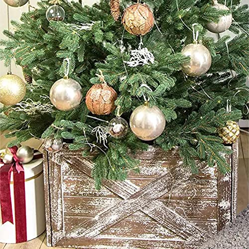 Wooden Tree Collar Box Christmas Tree Box Vintage Weathered Wood Decoration