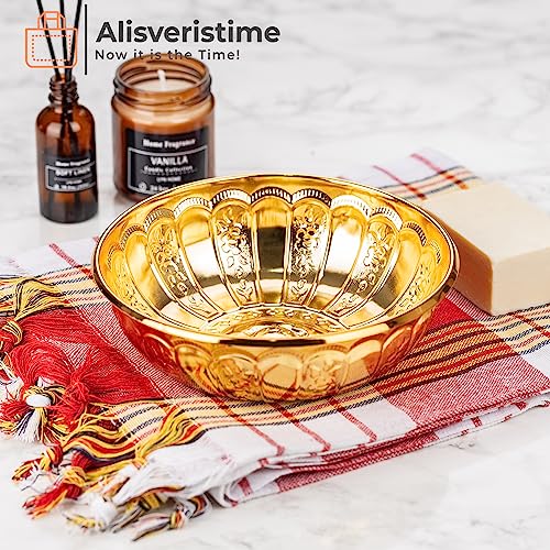 Alisveristime Turkish Hammam Bath Bowl Metal Construction 1.06 Qt Gold