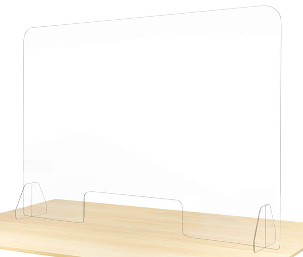 Flybold Desk Sneeze Guard Plexiglass 48x32 Inch Transparent Acrylic Barrier