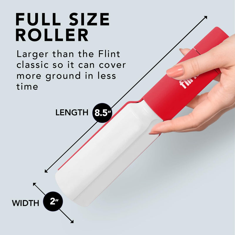 Flint Plus Lint Roller - Refillable Travel Lint Roller - 140 Sheets (Light Grey)