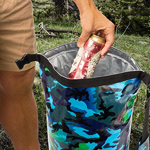 PERMIAN Portable Cooler Bag Roll Top, Camouflage, Insulated, 15L Foldable, Waterproof Dry Bag for Boating/Fishing, Cooler Backpack for Camping/Hiking, Leakproof, Floating Cooler for Kayaking - Camo