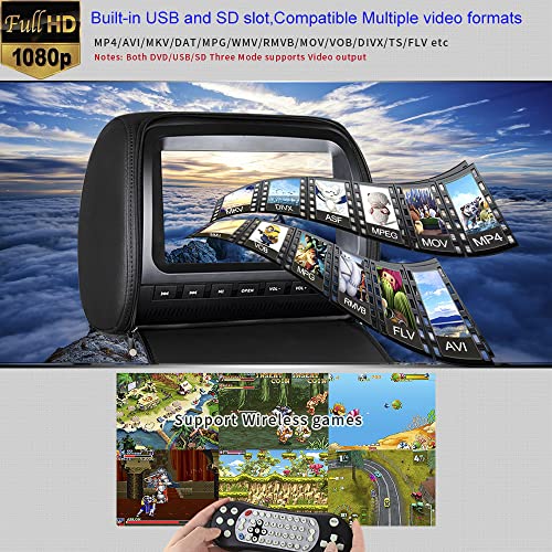 Pair 9inch Car Headrest Video Players Touch Screen for Kids Road Trips