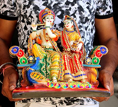 eSplanade Resin Radha Krishna on Sofa Murti Idol Statue Sculpture 13 Inches