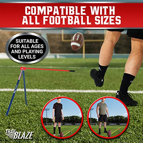Trailblaze Football Kicking Tee True Strike Pro | Football Kicking Stand | Football Tee Holder Compatible for All Ball Sizes | Super Strong Portable Football Field Goal Stand with Improvement Tracker