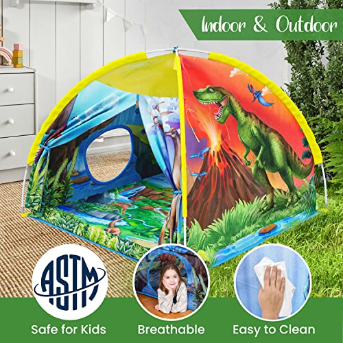Dino Super Dome with Roar Button, Dinosaur Toys and LED Lights - Epic Dinosaur Tent, Kids Tent Indoor & Outdoor, Tent for Kids, Kids Play Tent, Pop Up Tents for Kids, Play House for Boys & Girls