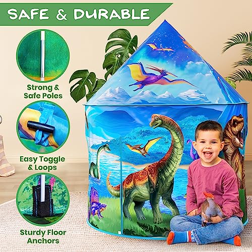 W&O Dino Paradise Play Tent with Roar Button Dinosaur Toys Kid Tent Indoor