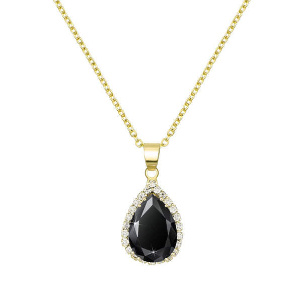 Linawe Black Crystal Gold Chain Necklace for Women Trendy Diamond Pendant