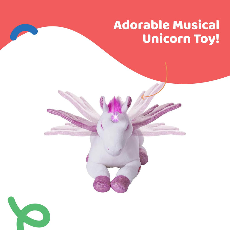 Dazmers Unicorn Plush Flapping Wings Lights and Sounds Pink